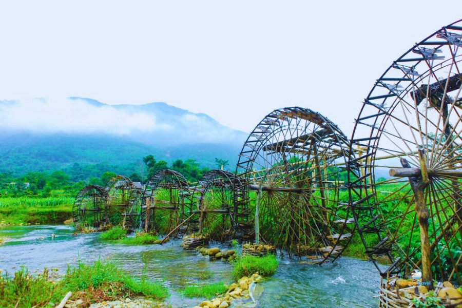 Traditional bamboo water wheels in Mai Chau valley Vietnam – Auasia Travel